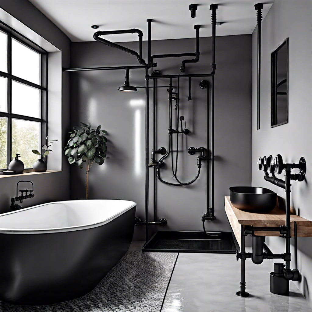 industrial style black plumbing