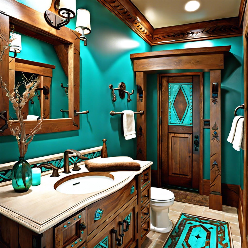 inlaid turquoise bathroom hardware