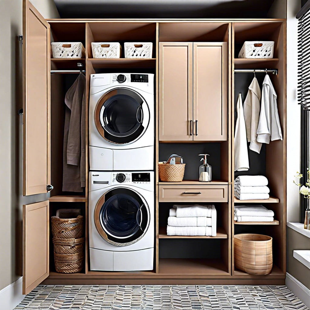 innovative storage ideas how to store linen in the laundry bathroom combo