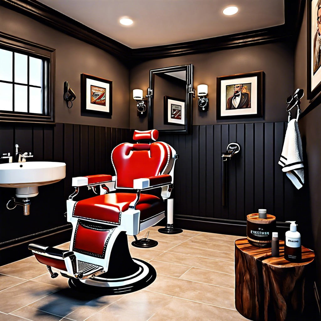 install a man scaping station with barbers chair