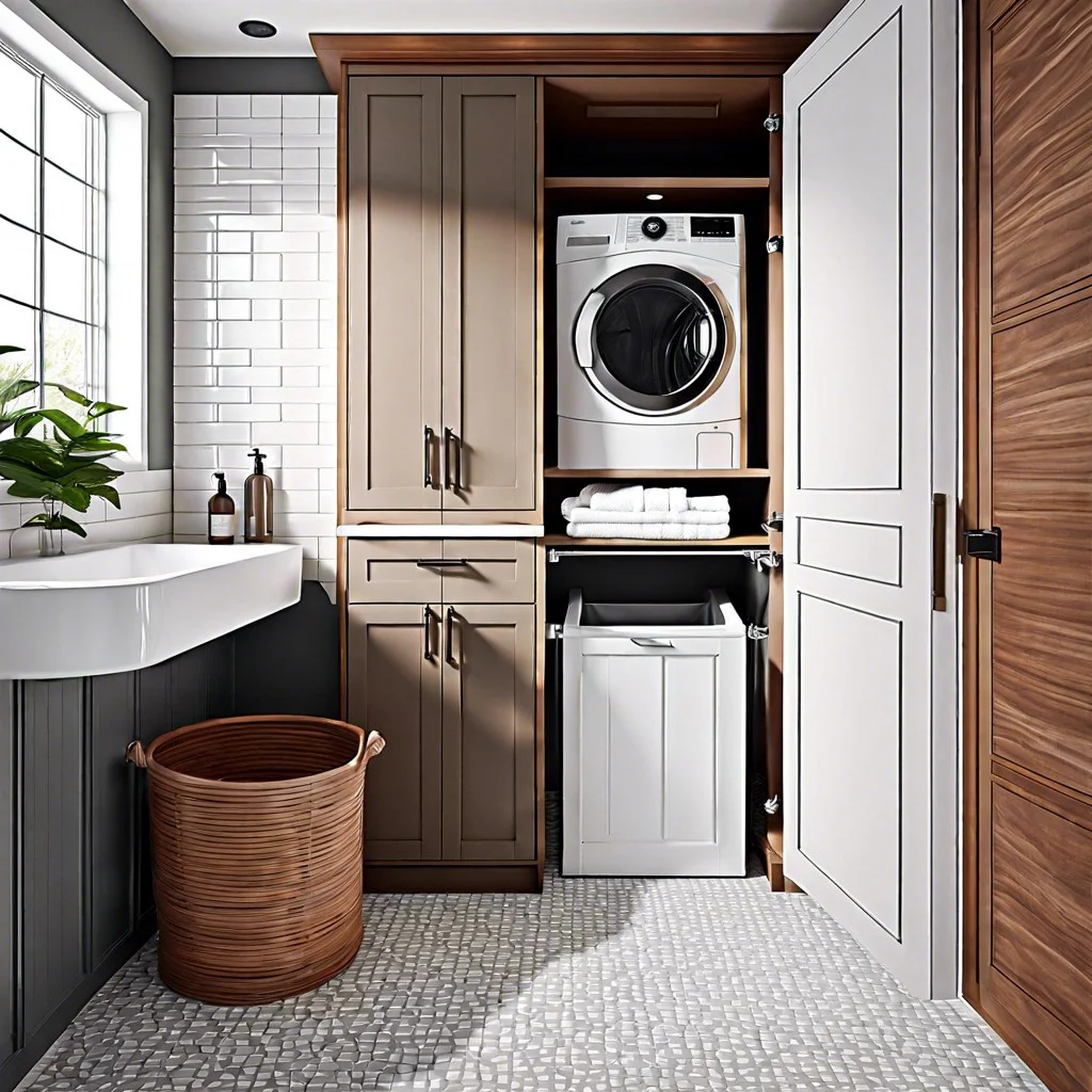 integrating a hamper into the bathroom laundry room design