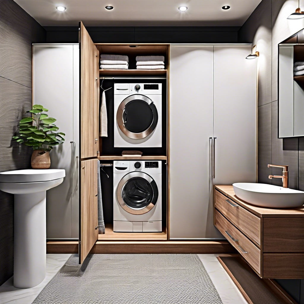 laundry in closet reimagining small bathroom and laundry spaces