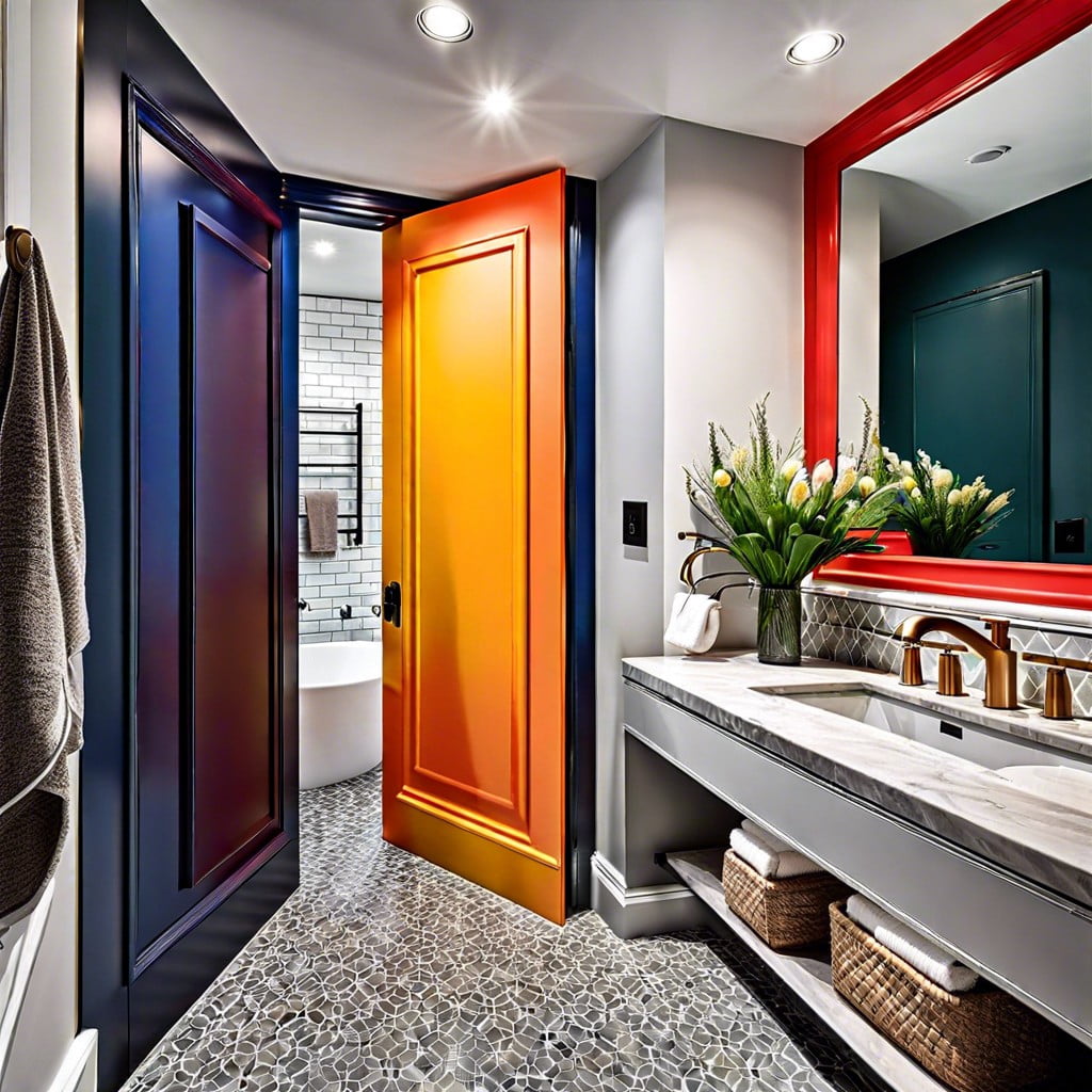 make a statement with bold colored pocket doors