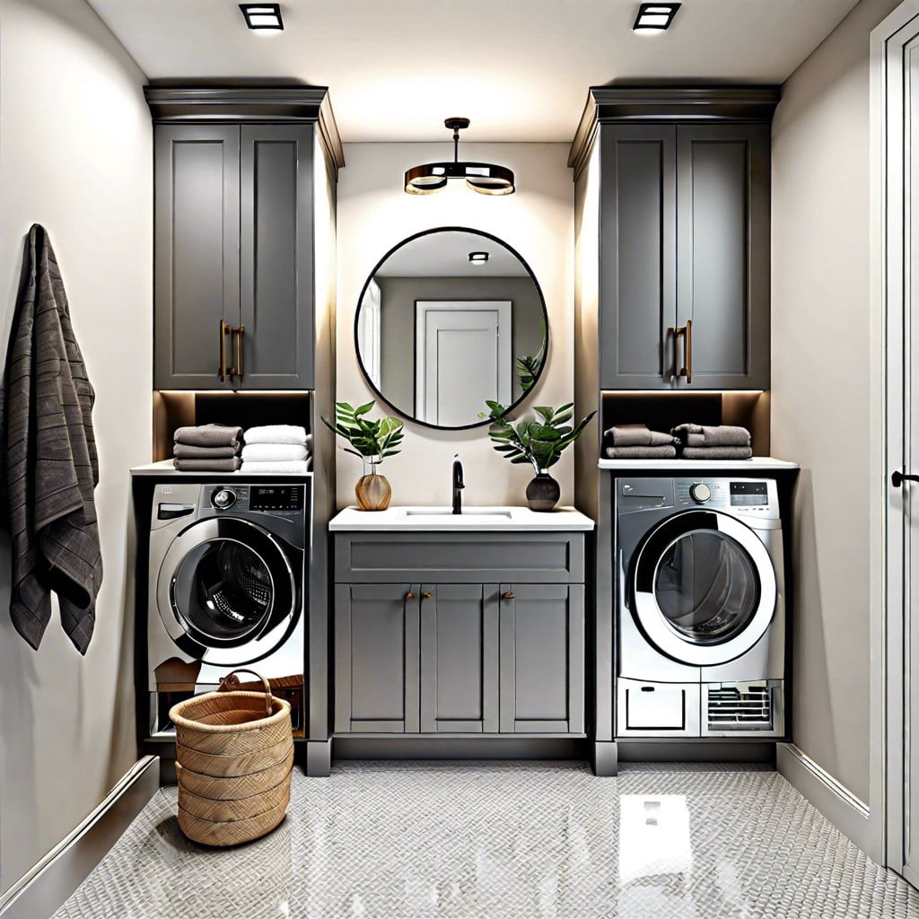 mirrored cabinets ideas for small laundry bathrooms