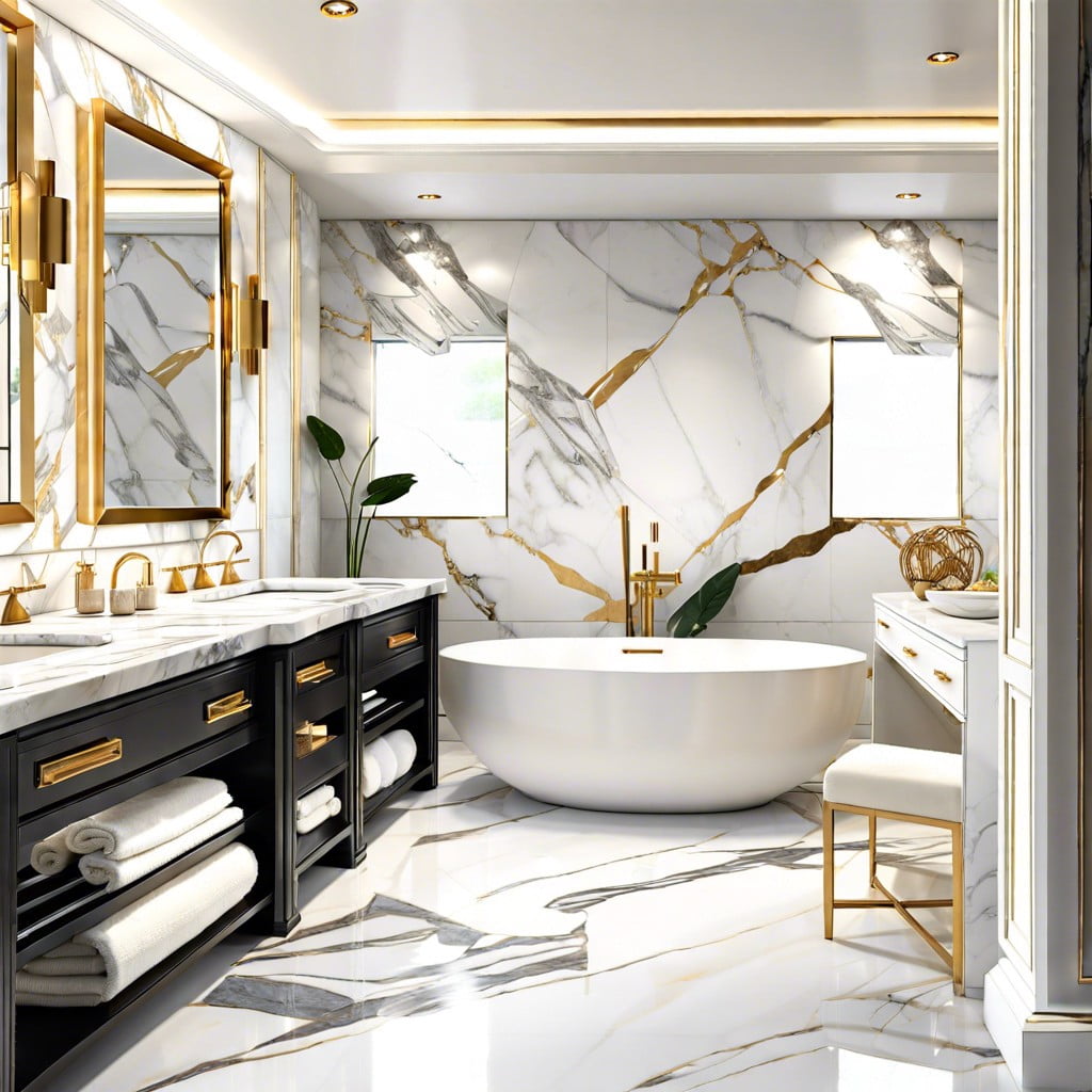 mixing calacatta gold with other marble types in a bathroom