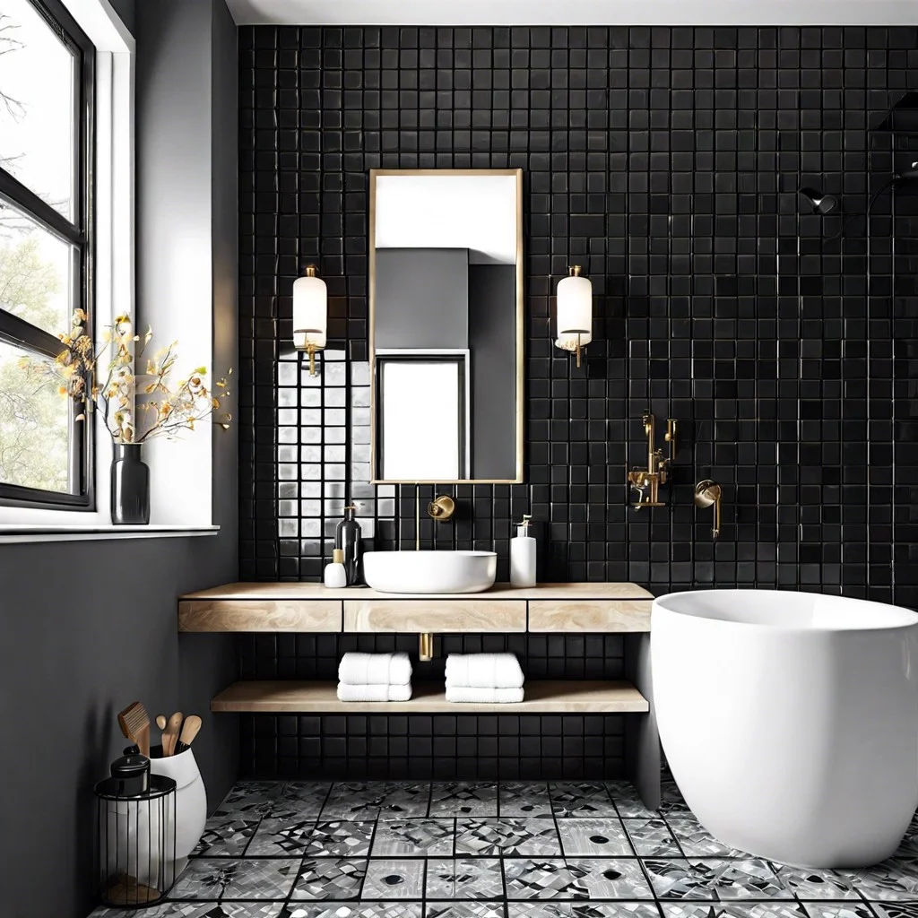 monochrome mosaic backsplash