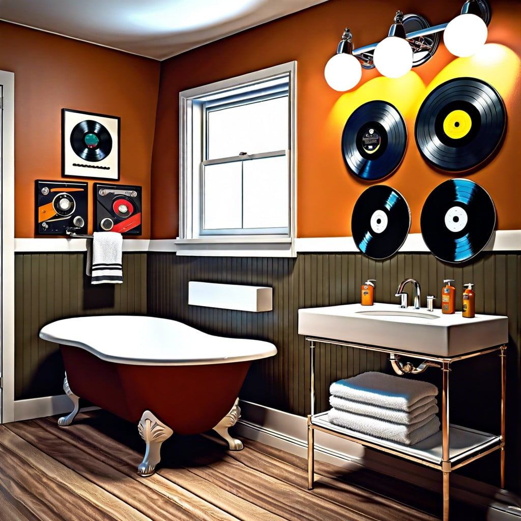 mount old vinyl records for a retro aesthetic