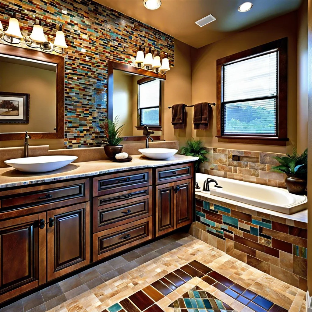 multi color mosaic tile backsplash