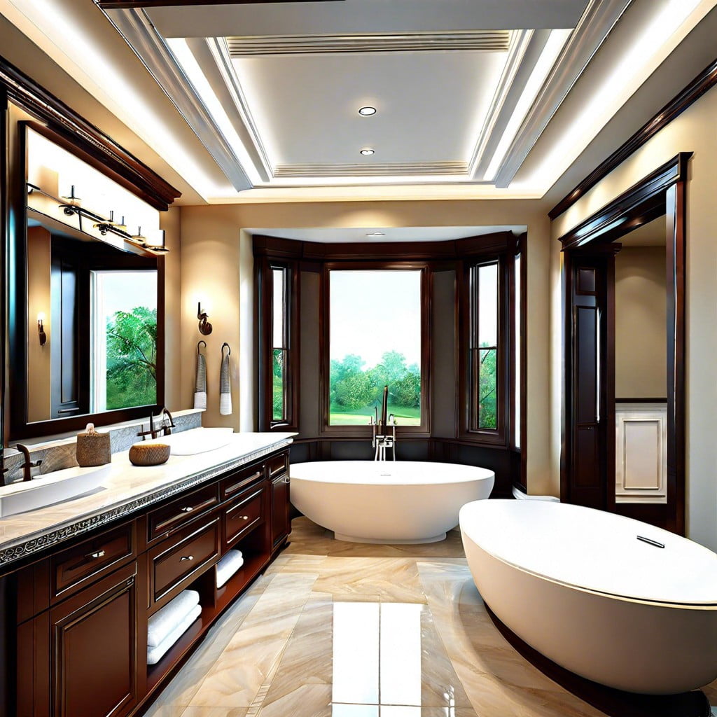 multi level bathroom ceiling trim idea