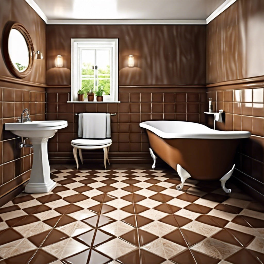 old charm brown tile bathroom