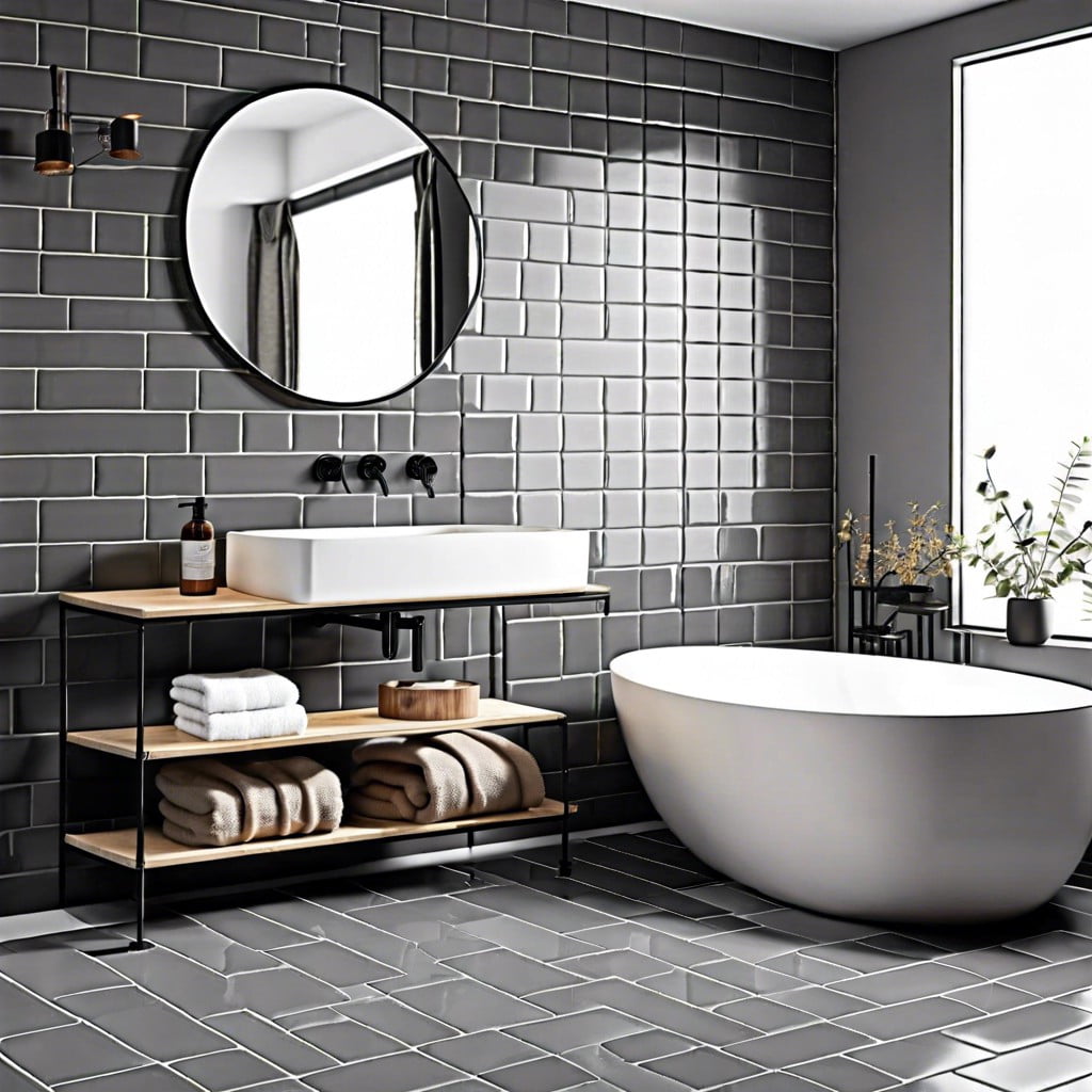 opt for a black grout with gray tiles