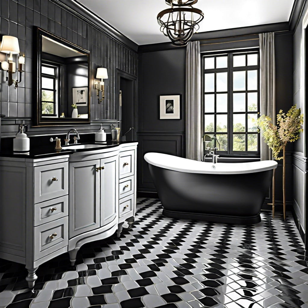 retro black and gray tile flooring