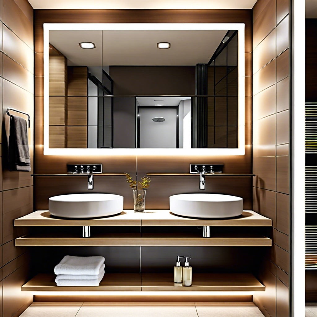 sleek mirrors with built in lights