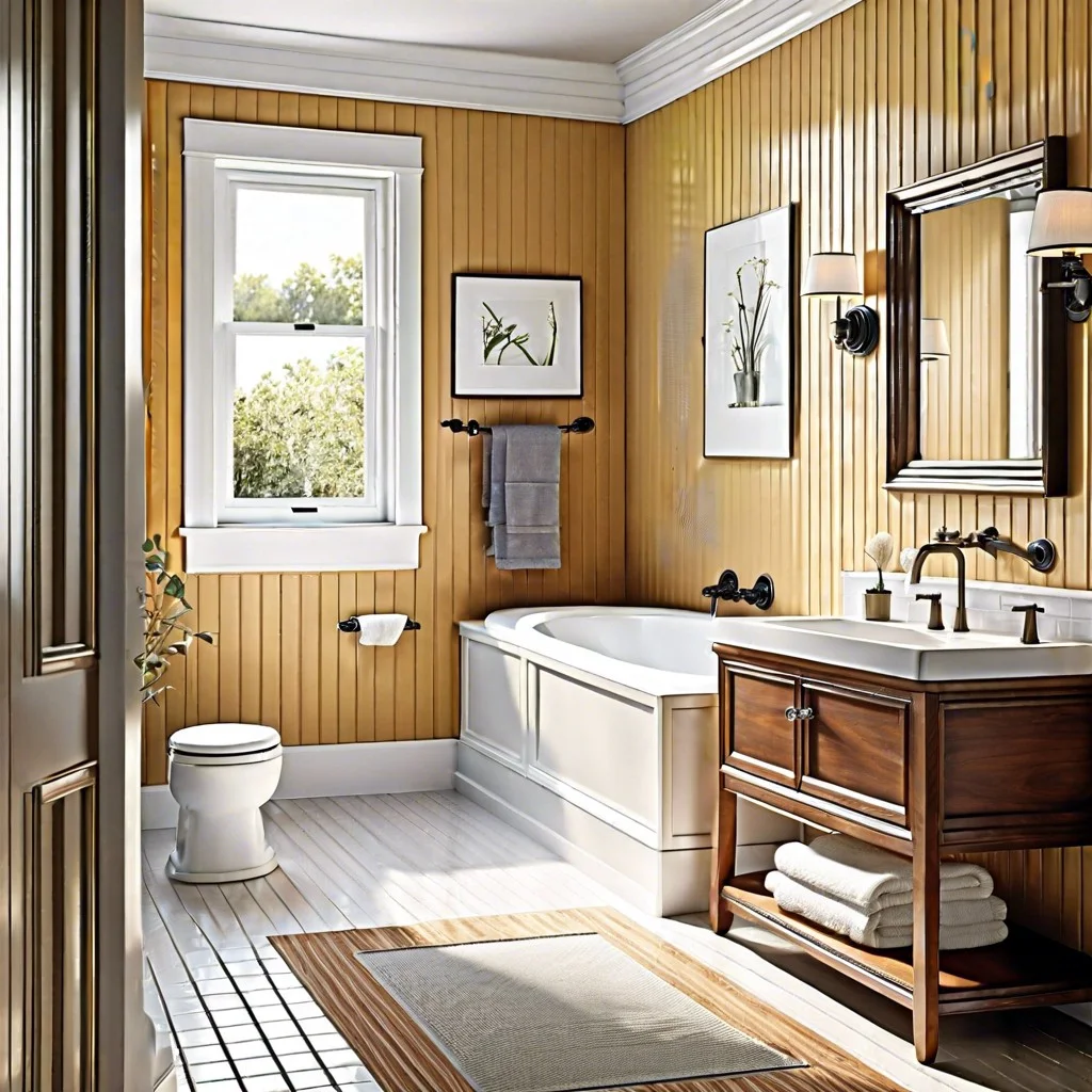 smart use of beadboard as bathroom trim