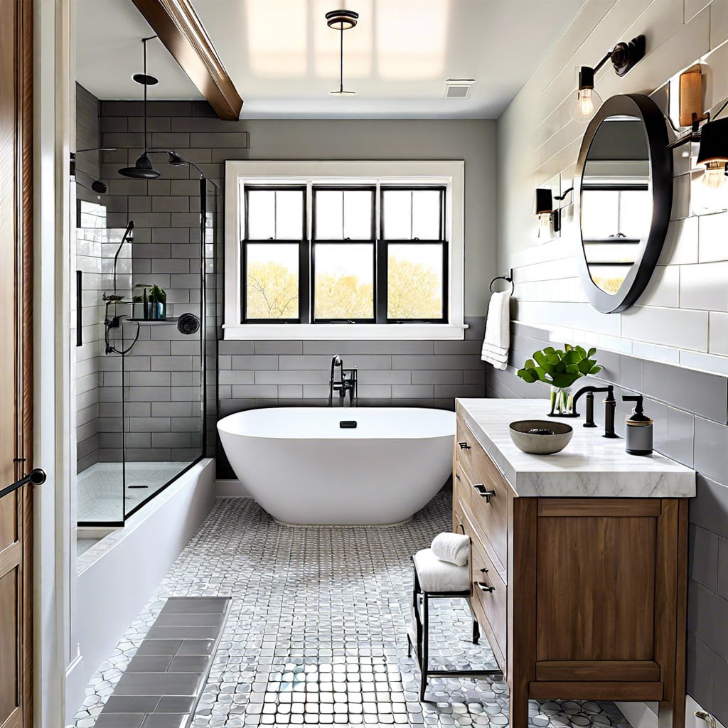 subway tiles in different shades of gray