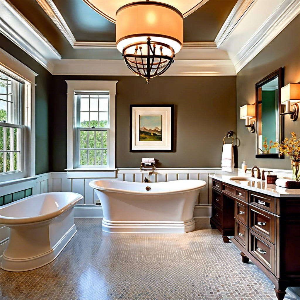 the effect of crown molding on perceived bathroom space
