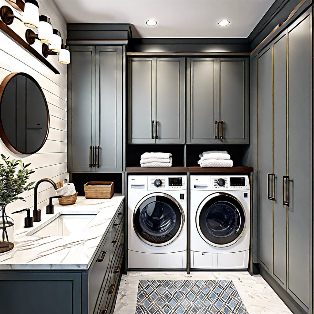 the pros and cons of upper cabinets in a bathroom laundry combo