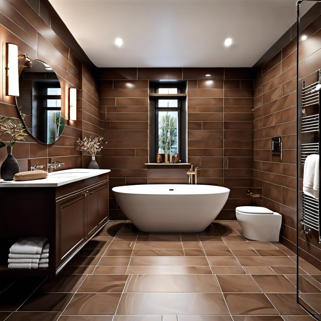 transitional style brown tiles