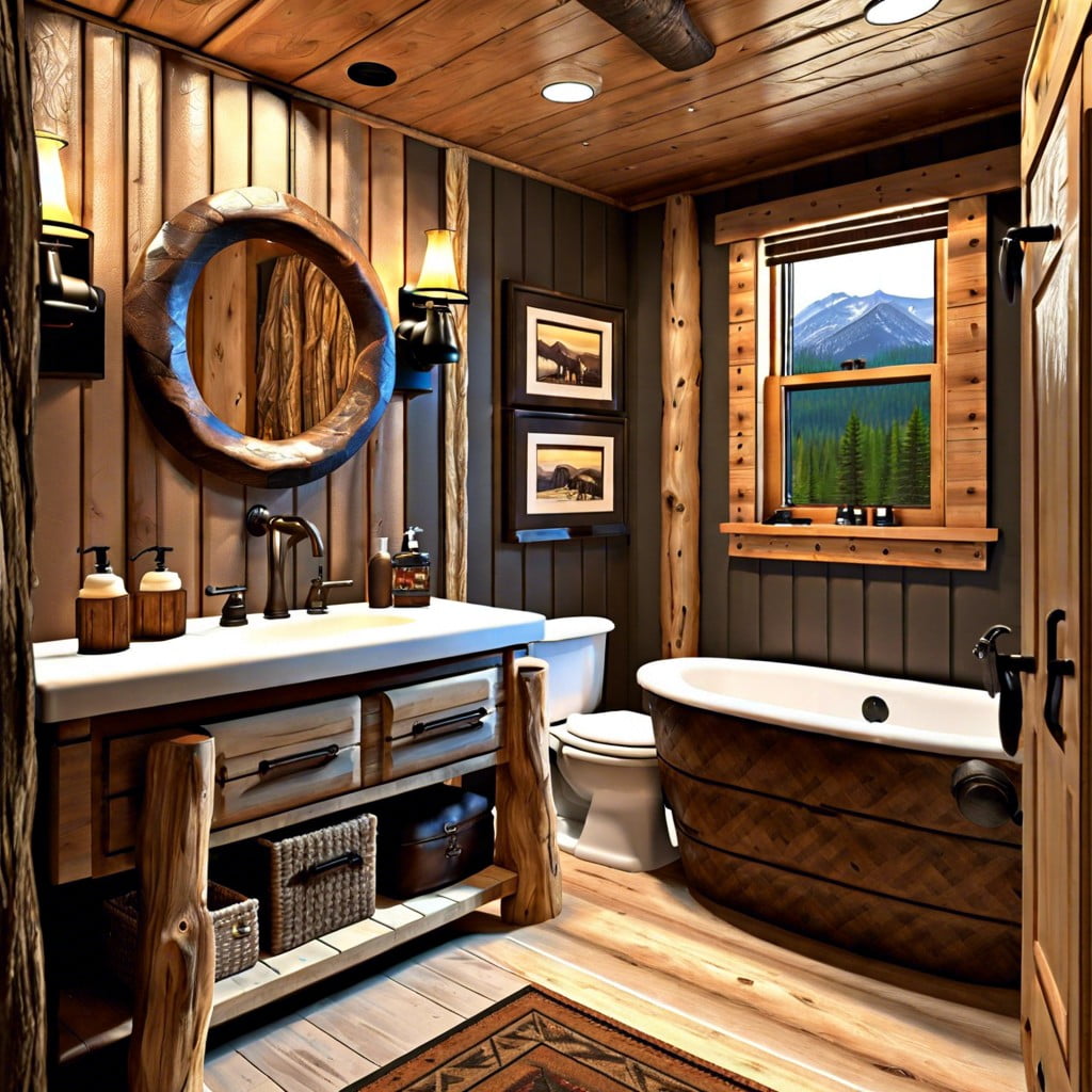 try a mountain cabin style themed bathroom