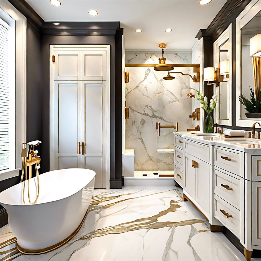 upscale bathroom remodel using calacatta gold