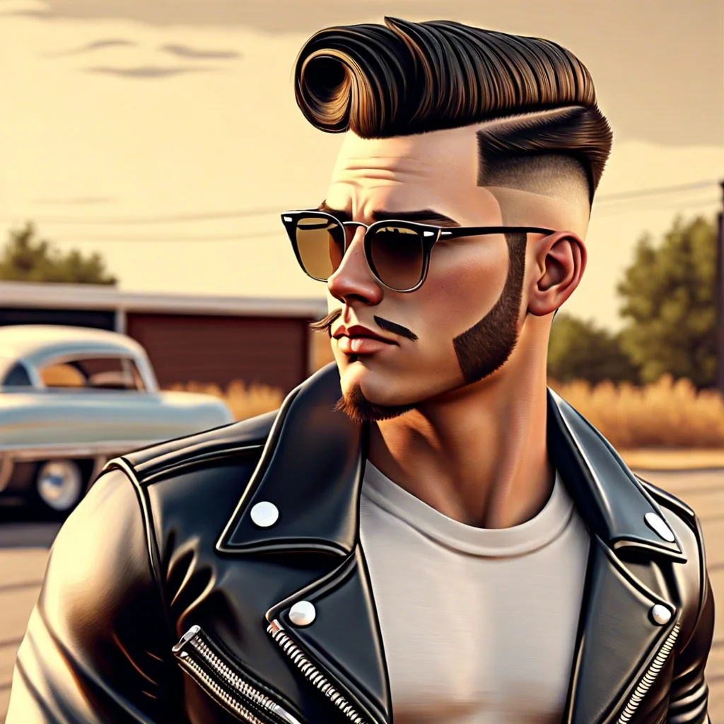 2 retro greaser look with low fade