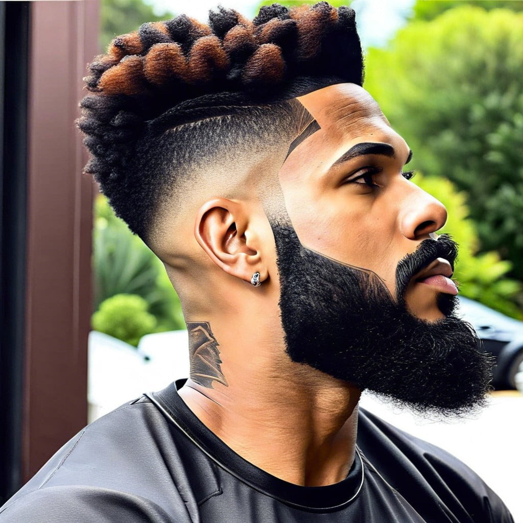 37 high top burst fade with thick beard