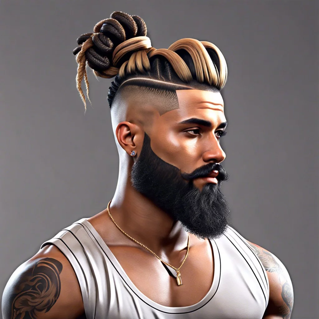 38 burst fade with man bun