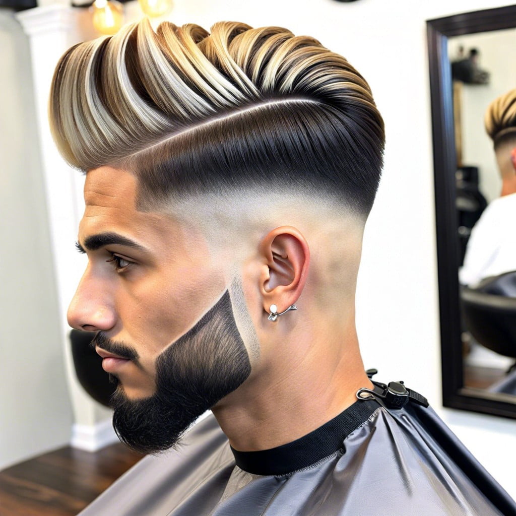 4 low fade with long top and side part