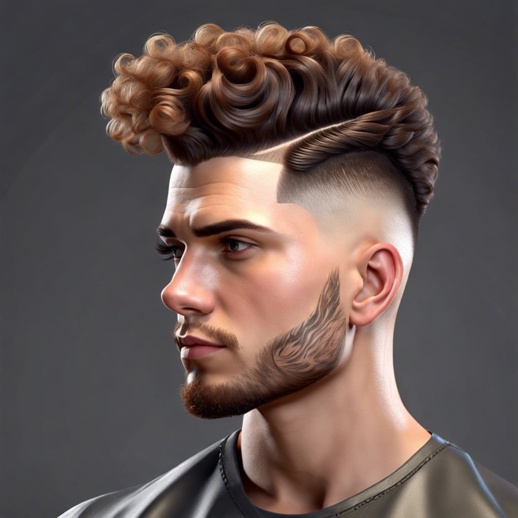 7 curly top quiff with low fade