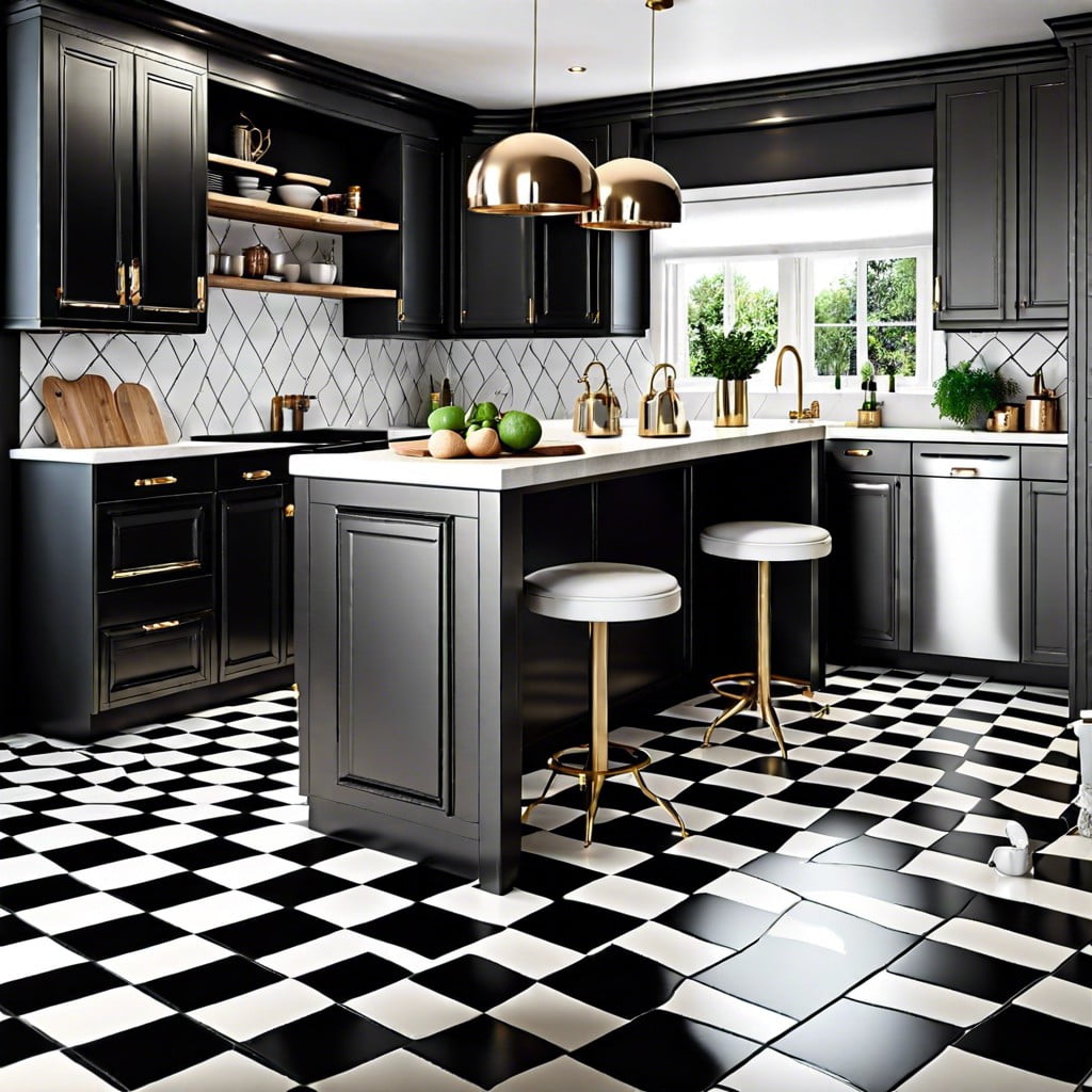 black and white chequered flooring