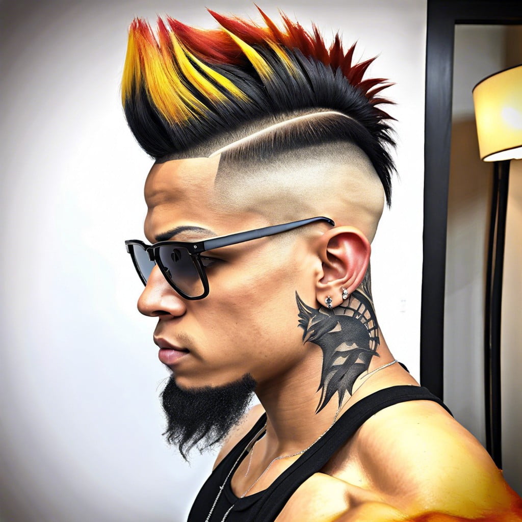 burst fade mohawk with side swept bangs
