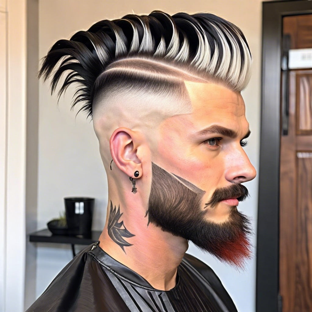 burst fade mullet with bold hard part