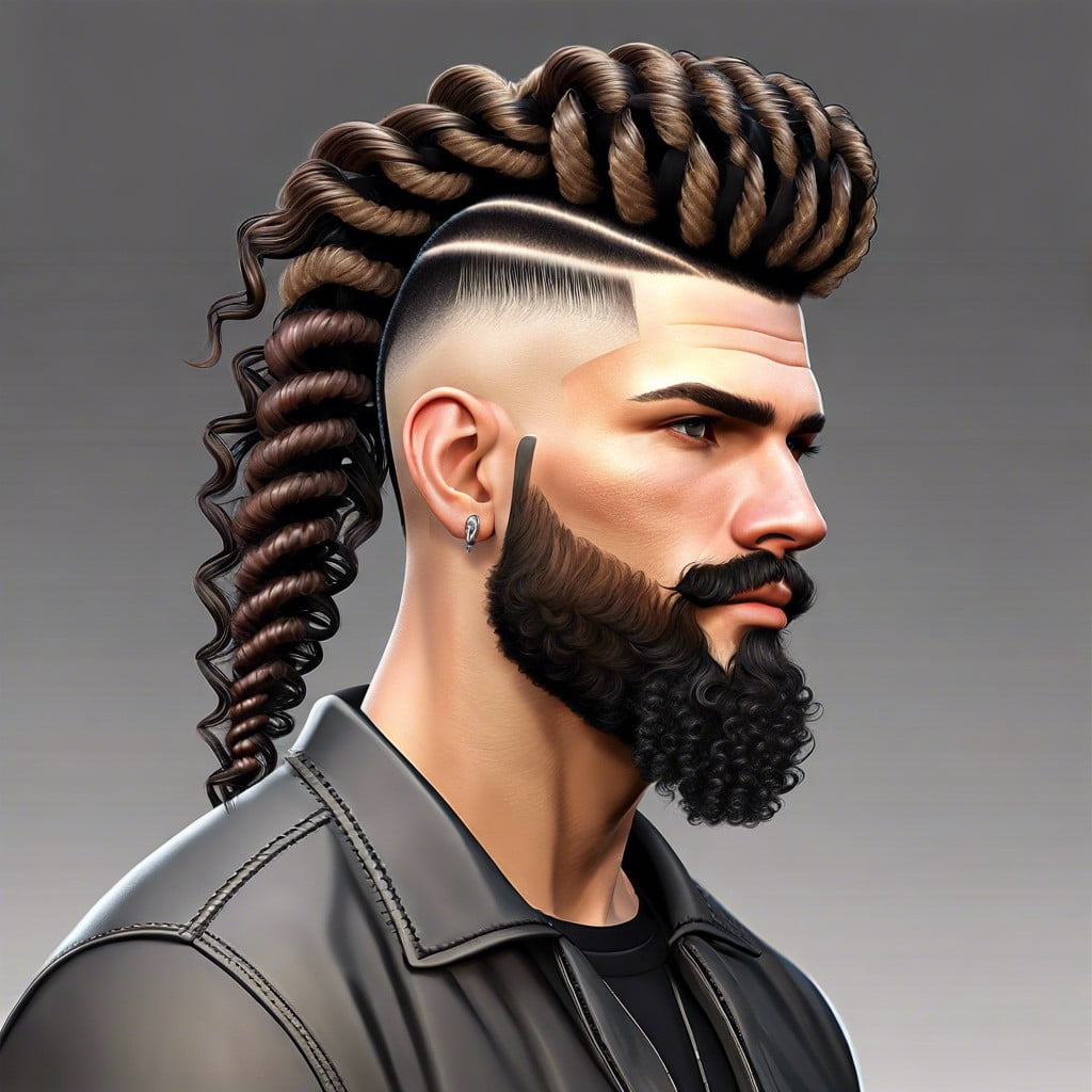 burst fade mullet with braided top