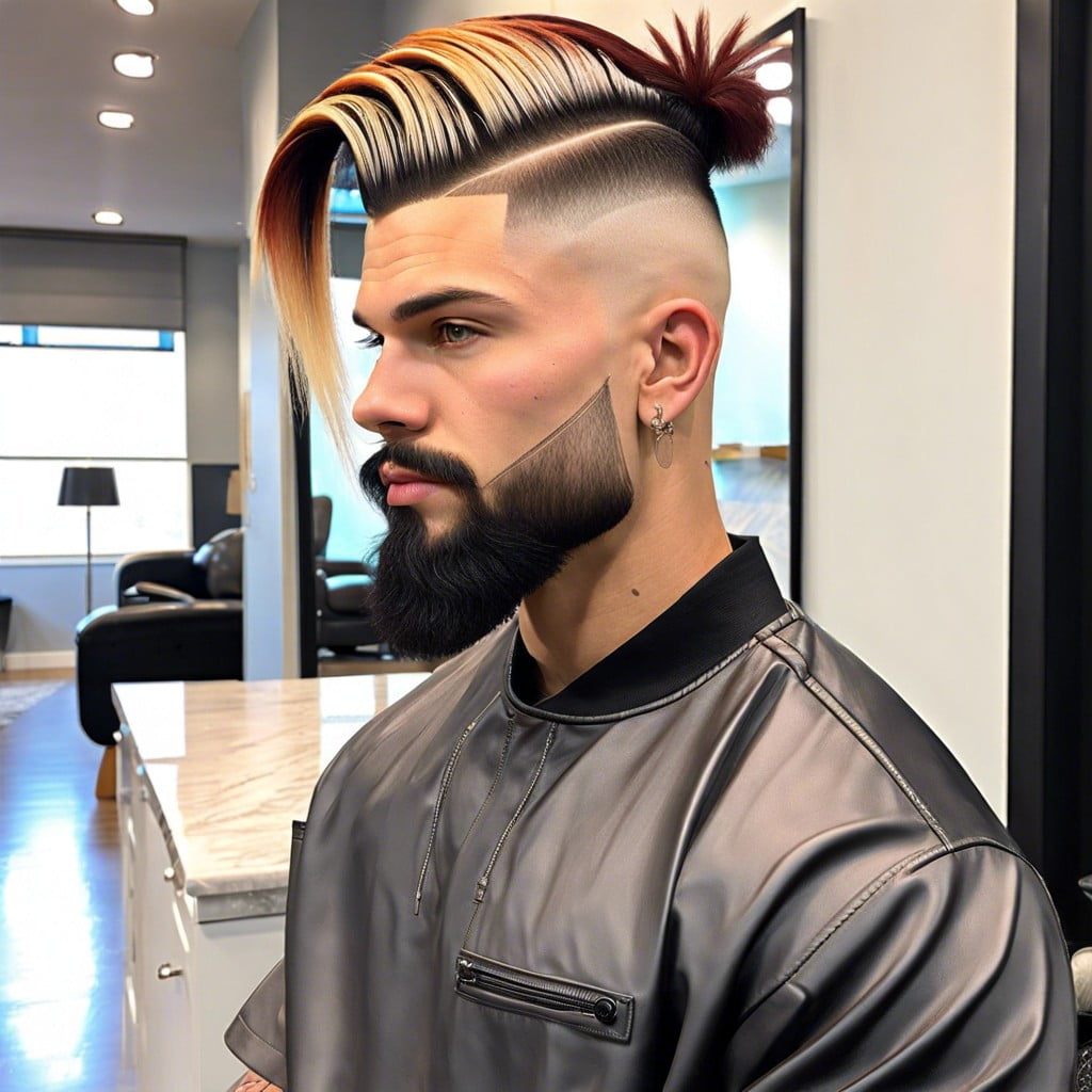 burst fade mullet with clean side part