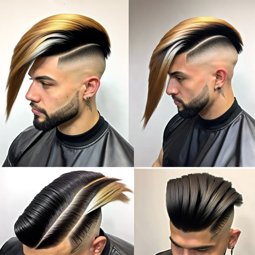 burst fade mullet with deep side sweep