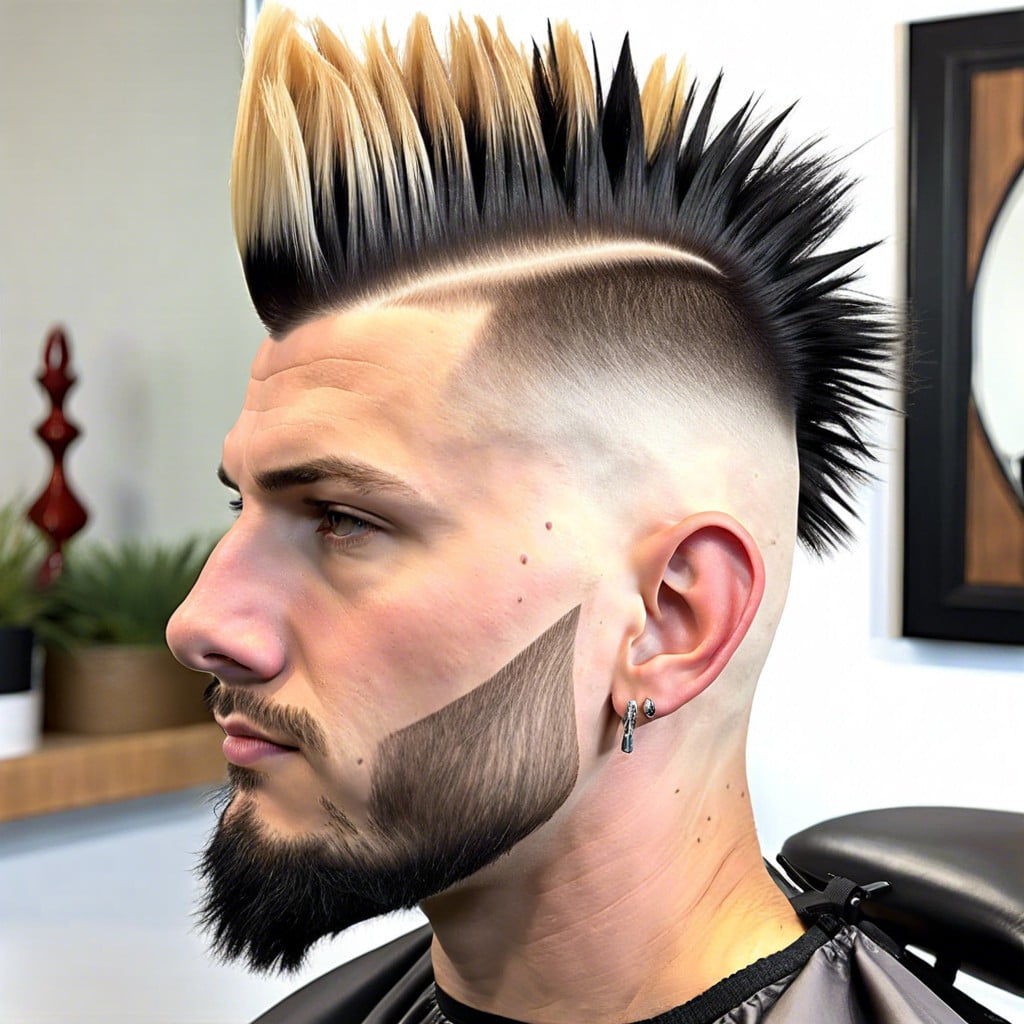 burst fade mullet with faux hawk
