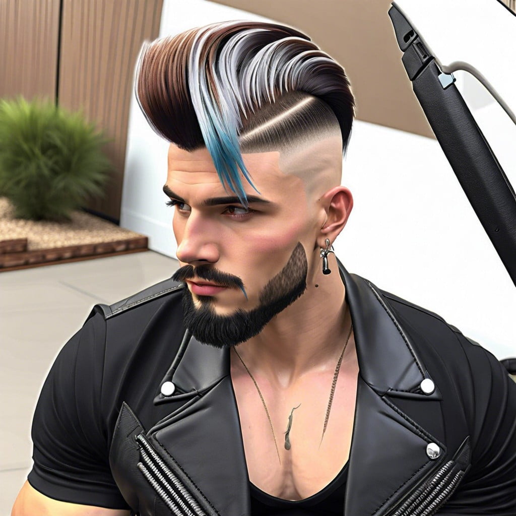 burst fade mullet with side part and long fringe