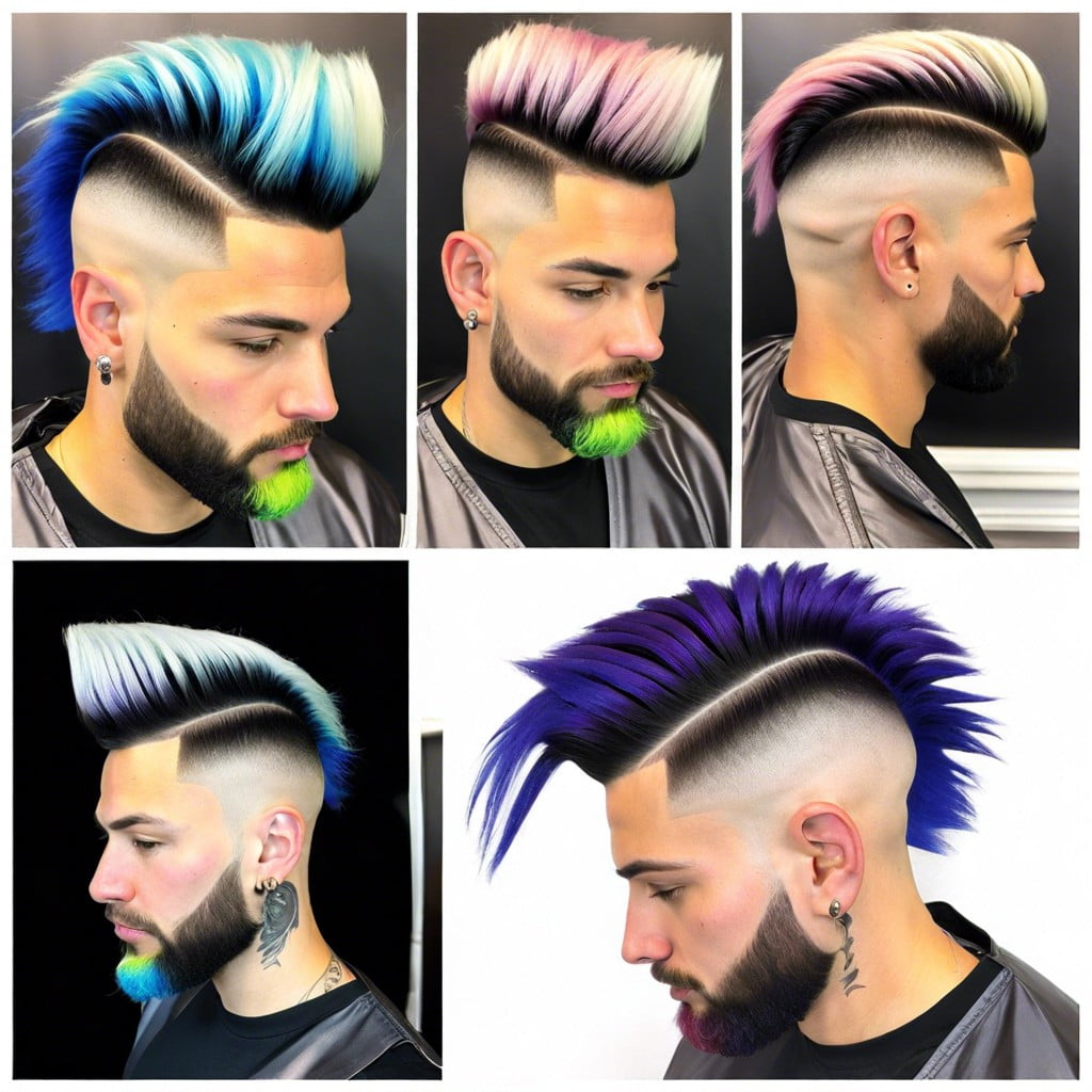 burst fade mullet with two tone hair color