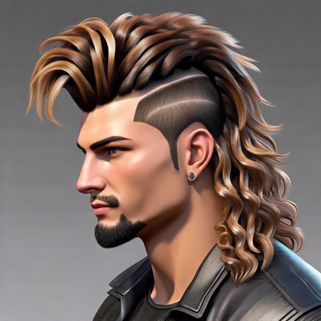 burst fade mullet with waves