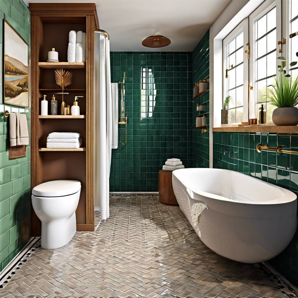 complementing half tiled bathrooms with the right decor