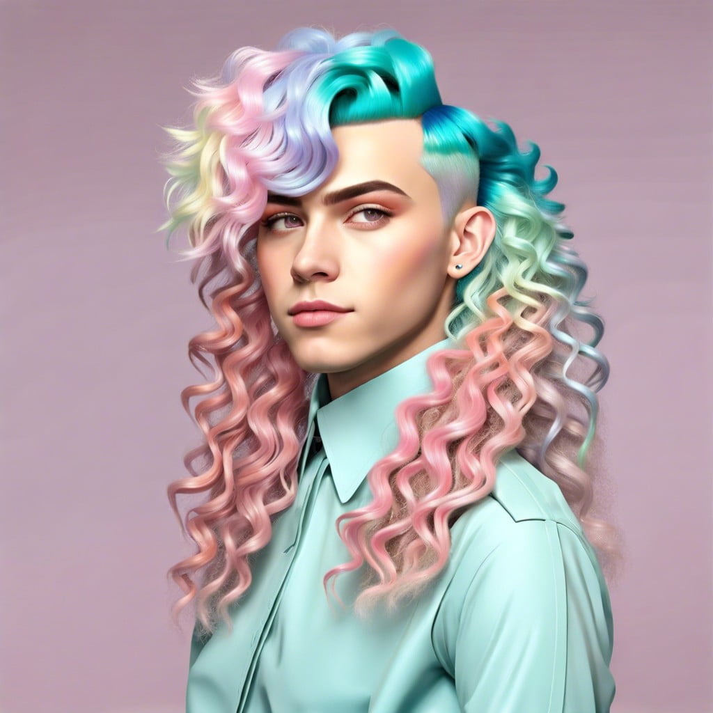 dyed pastel colors curly mullet