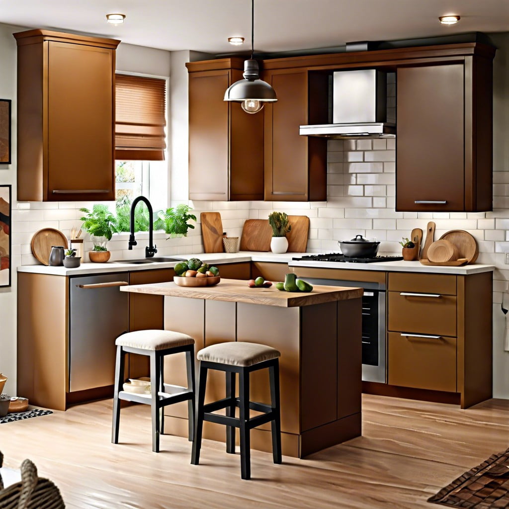 earth tones bringing warmth to small kitchens