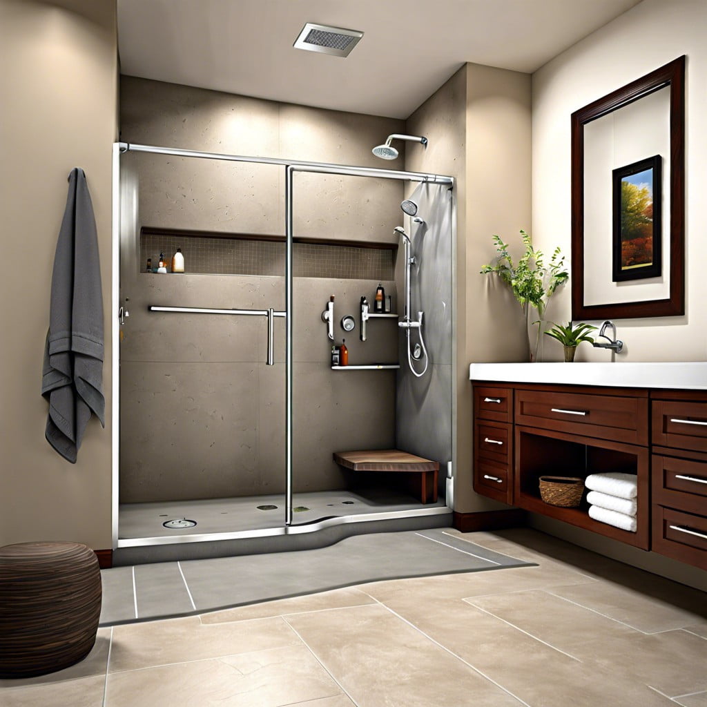 ensuring mobility access with a curbless shower