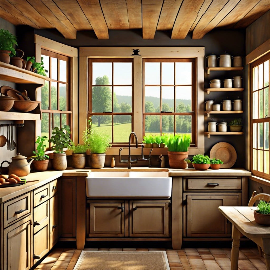 farmhouse kitchen with a window garden
