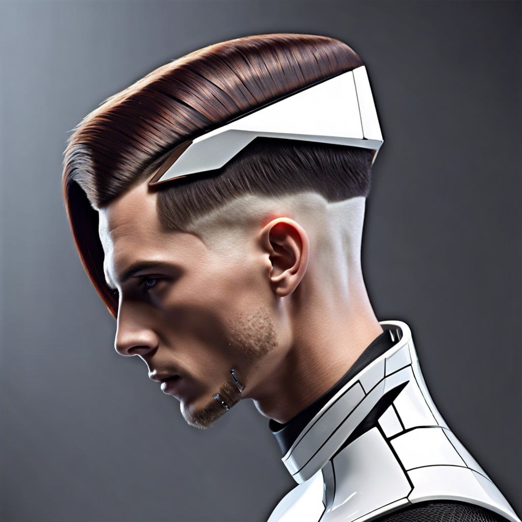 futuristic geometric taper haircut