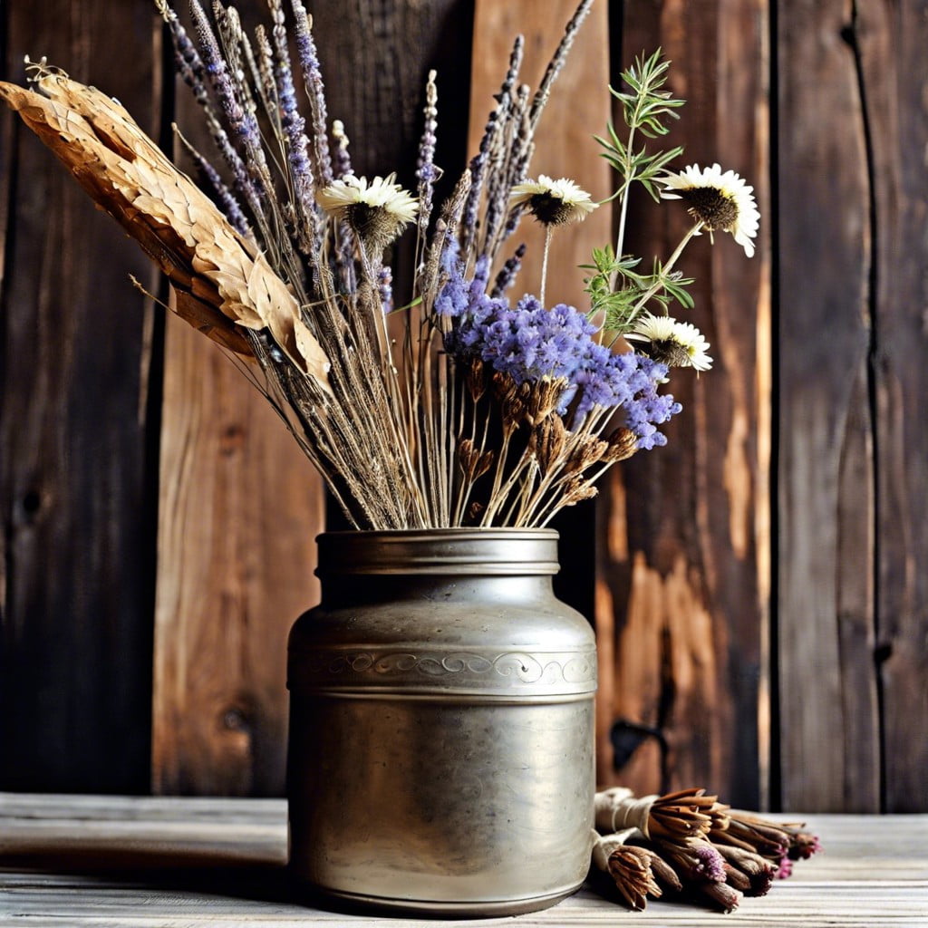 idea 10 primitive decor with dried herbs and flowers