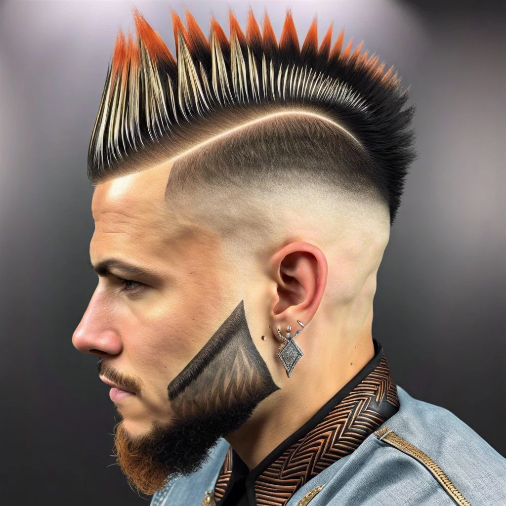 mohawk burst fade with zig zag patterns