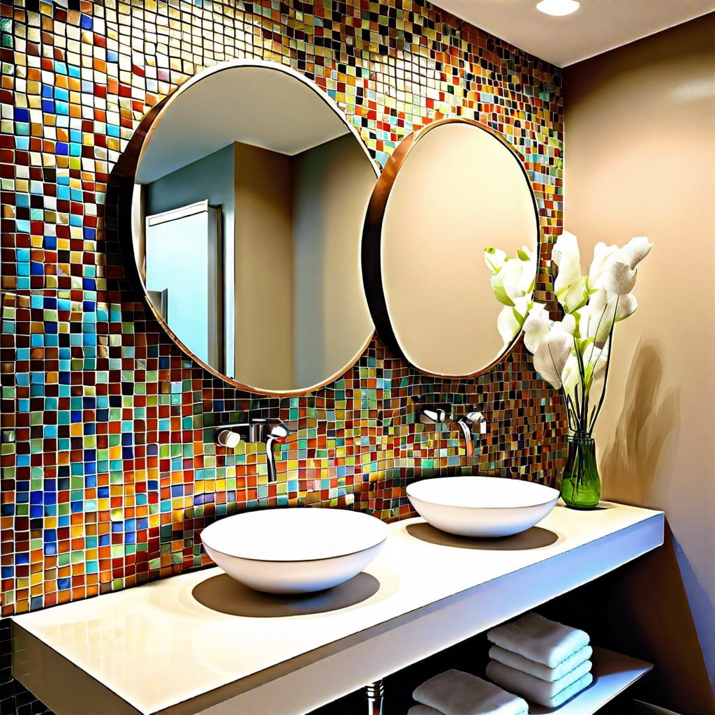 multicolor mosaic tile accent wall