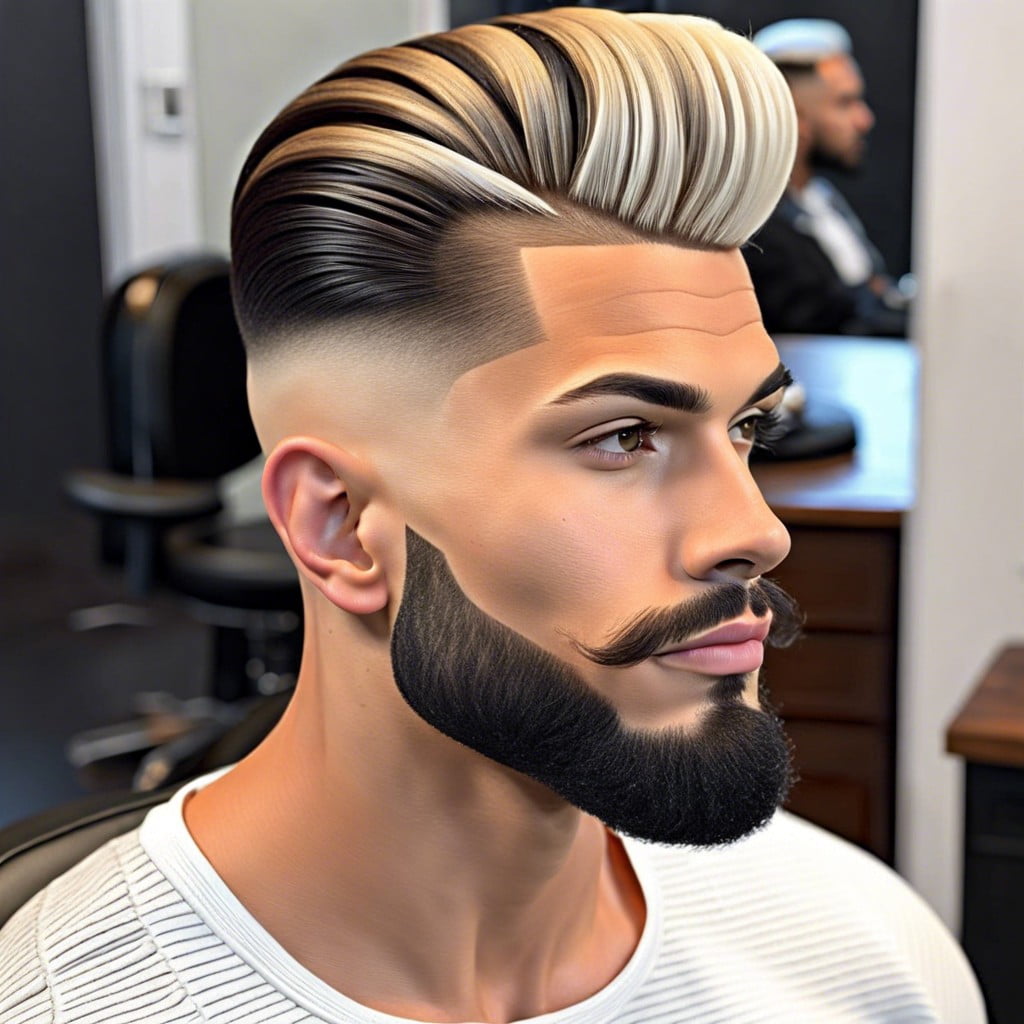 pompadour with middle part and fade