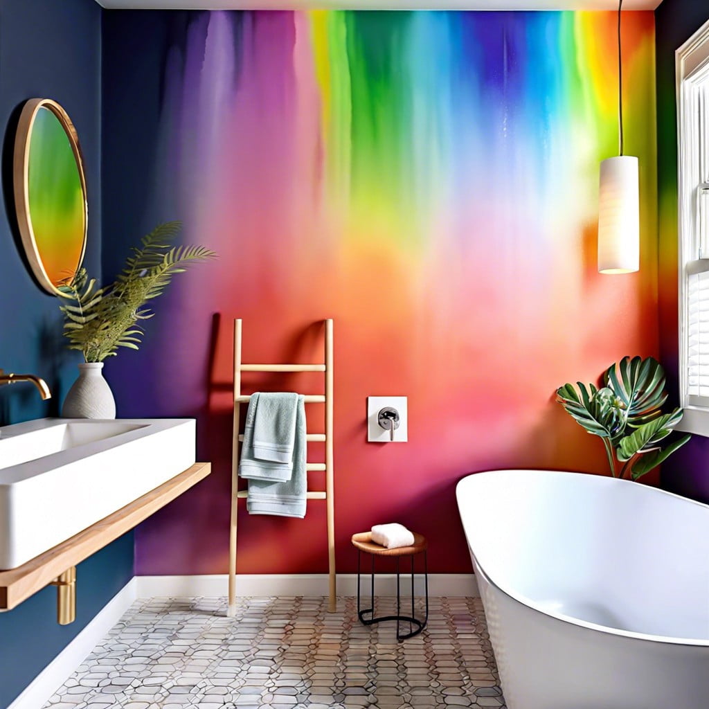 rainbow gradient paint accent wall